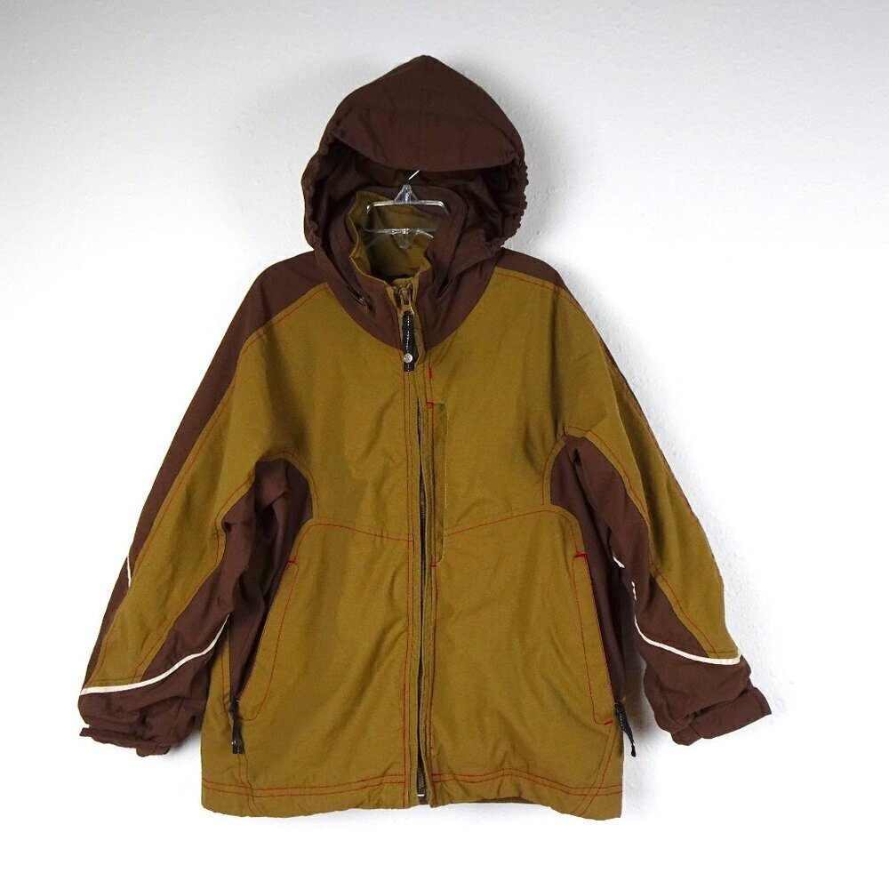 REI Full Zip Jacket Boys Size S Brown Hood Pockets Lined
